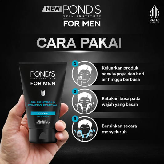 Pond's Men Oil Control & Comedo Removal Icy Scrub Face Wash (100g)