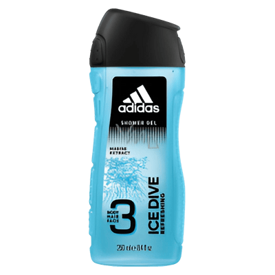 Adidas Ice Dive Shower Gel for Men (250ml) – Refreshing and invigorating body wash with long-lasting fragrance, designed to cleanse and energize men’s skin – Available at SkinStash.pk