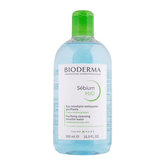 Bioderma Sébium H2O Purifying Micellar Water 500ml for oily and acne-prone skin – available at Skinstash.pk