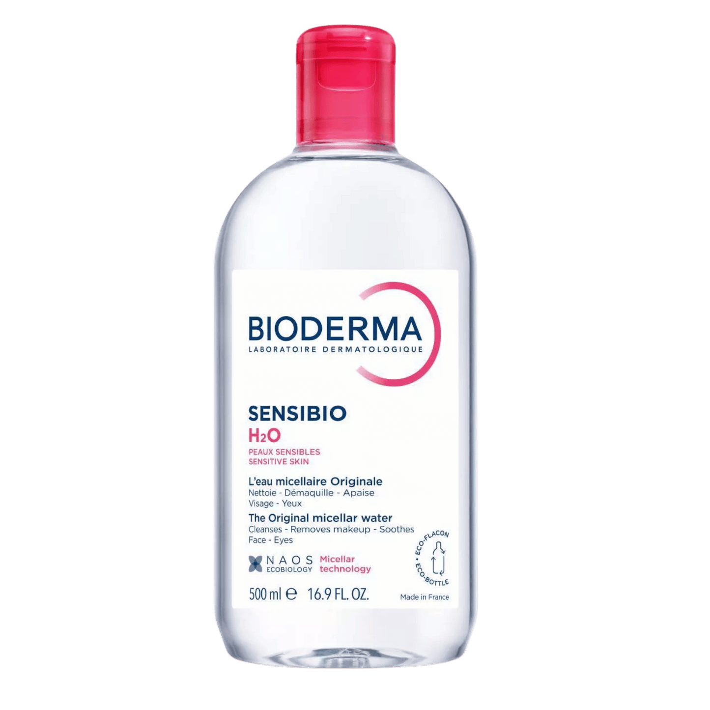 Bioderma Sensibio H2O Micellar Water 500ml for sensitive skin – gentle makeup remover available at Skinstash.pk