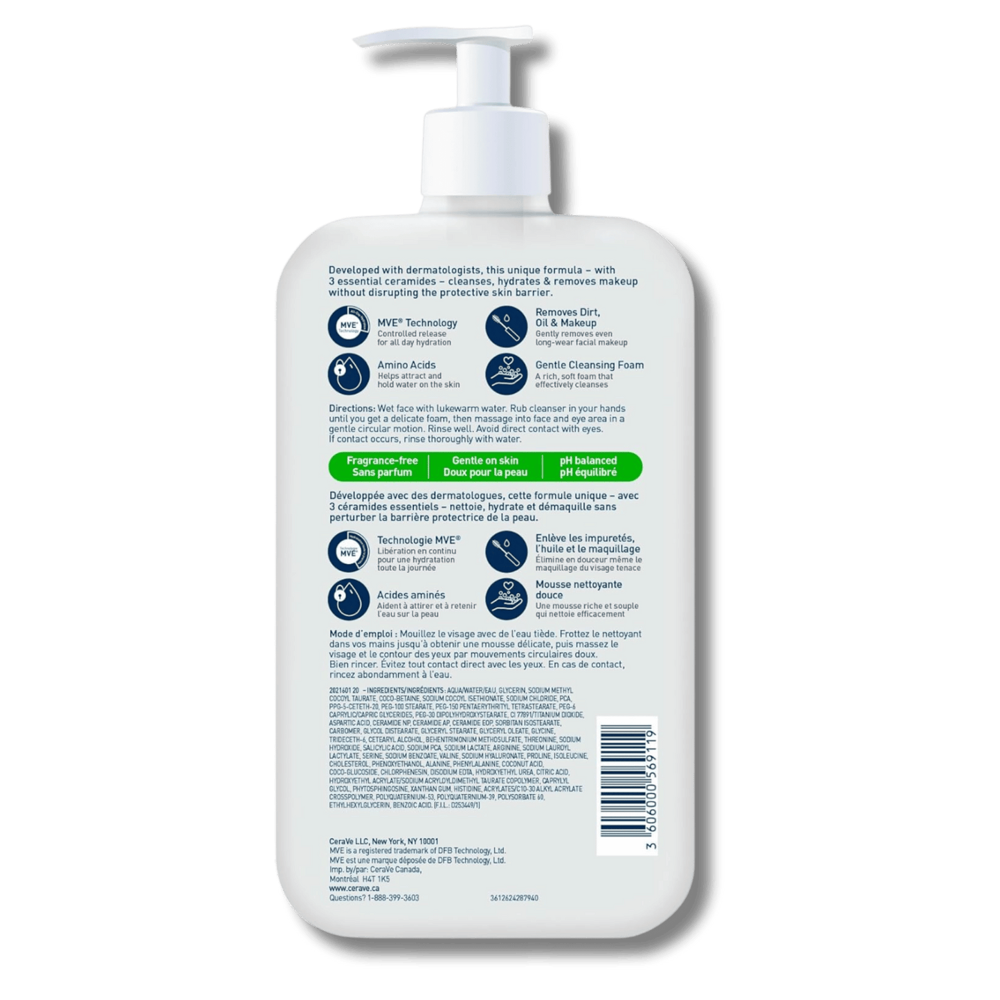 CeraVe Hydrating Cream-to-Foam Cleanser Canadian Variant