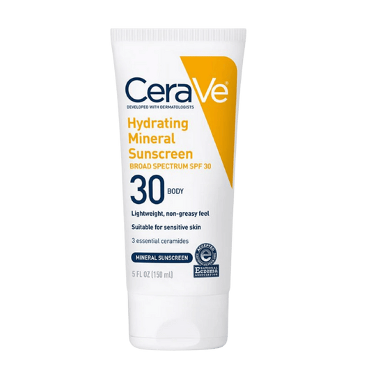 CeraVe Hydrating Mineral Sunscreen SPF 30 Body 5ml – broad-spectrum sun protection with ceramides for dry and sensitive skin at Skinstash.pk