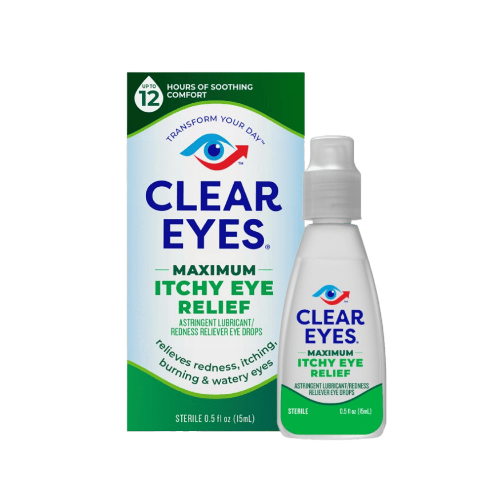 Clear Eyes Maximum Itchy Eye Relief (15ml) – Soothing eye drops for allergy relief, redness reduction & itch control – Skinstash.pk