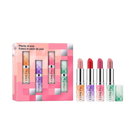 Clinique Holiday Plenty of Pop Lipstick Set for a Perfect Look (3.8 g) x 4 available at skintash.pk