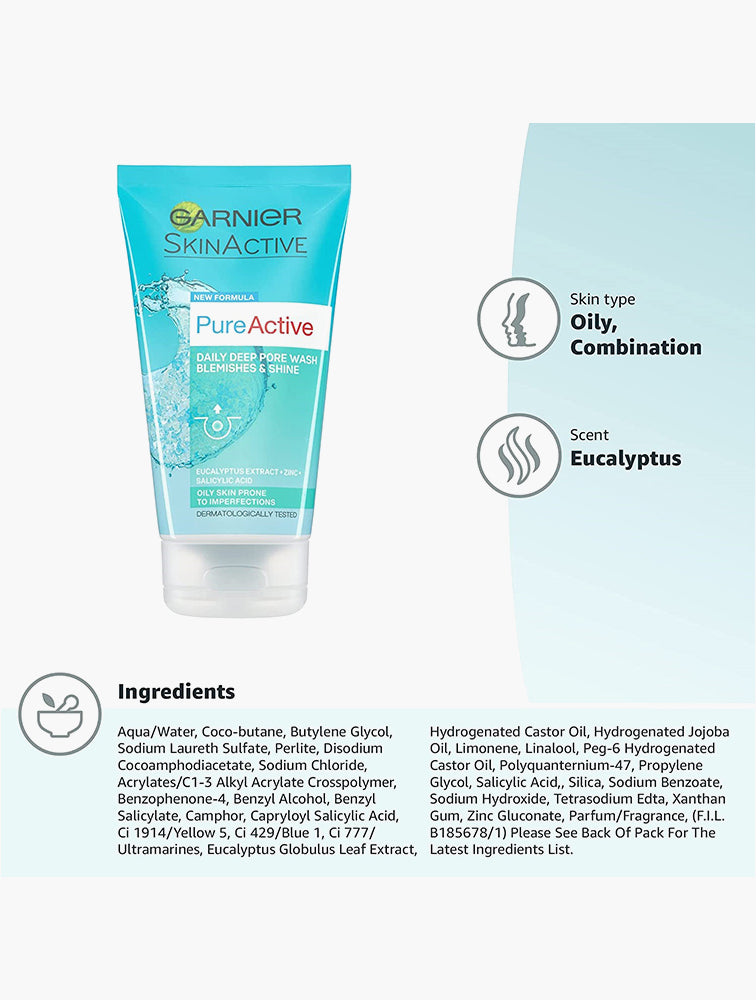 Garnier Pure Active Daily Deep Pore Wash (150ml)