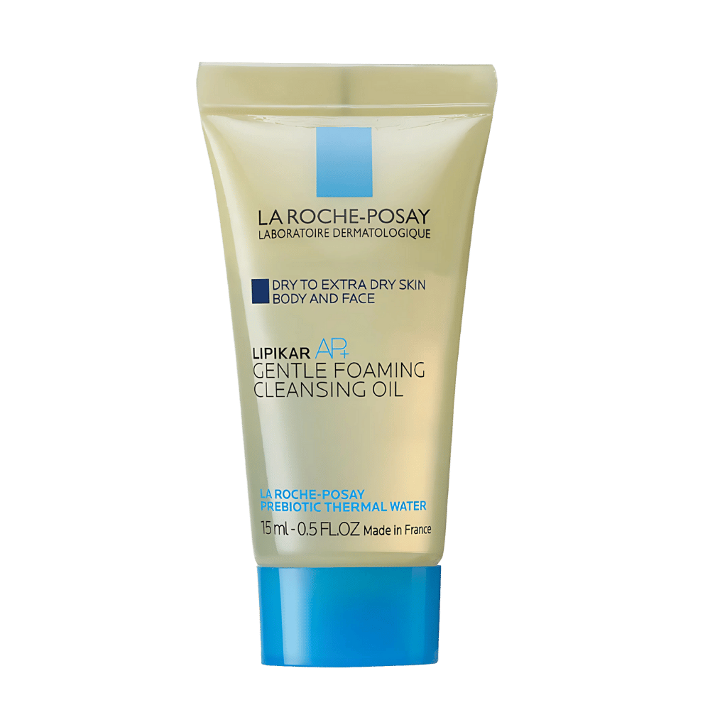 La Roche-Posay Lipikar AP+ Gentle Foaming Cleansing Oil 15ml – soothing body cleanser for dry, sensitive skin with lipid-replenishing care at Skinstash.pk