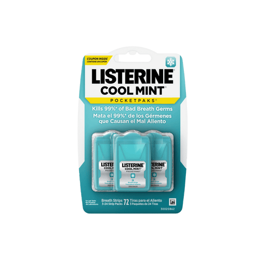 Listerine Cool Mint PocketPaks Breath Strips – 3 Pack – instantly freshens breath with powerful mint flavor, pocket-sized for on-the-go freshness – Skinstash.pk