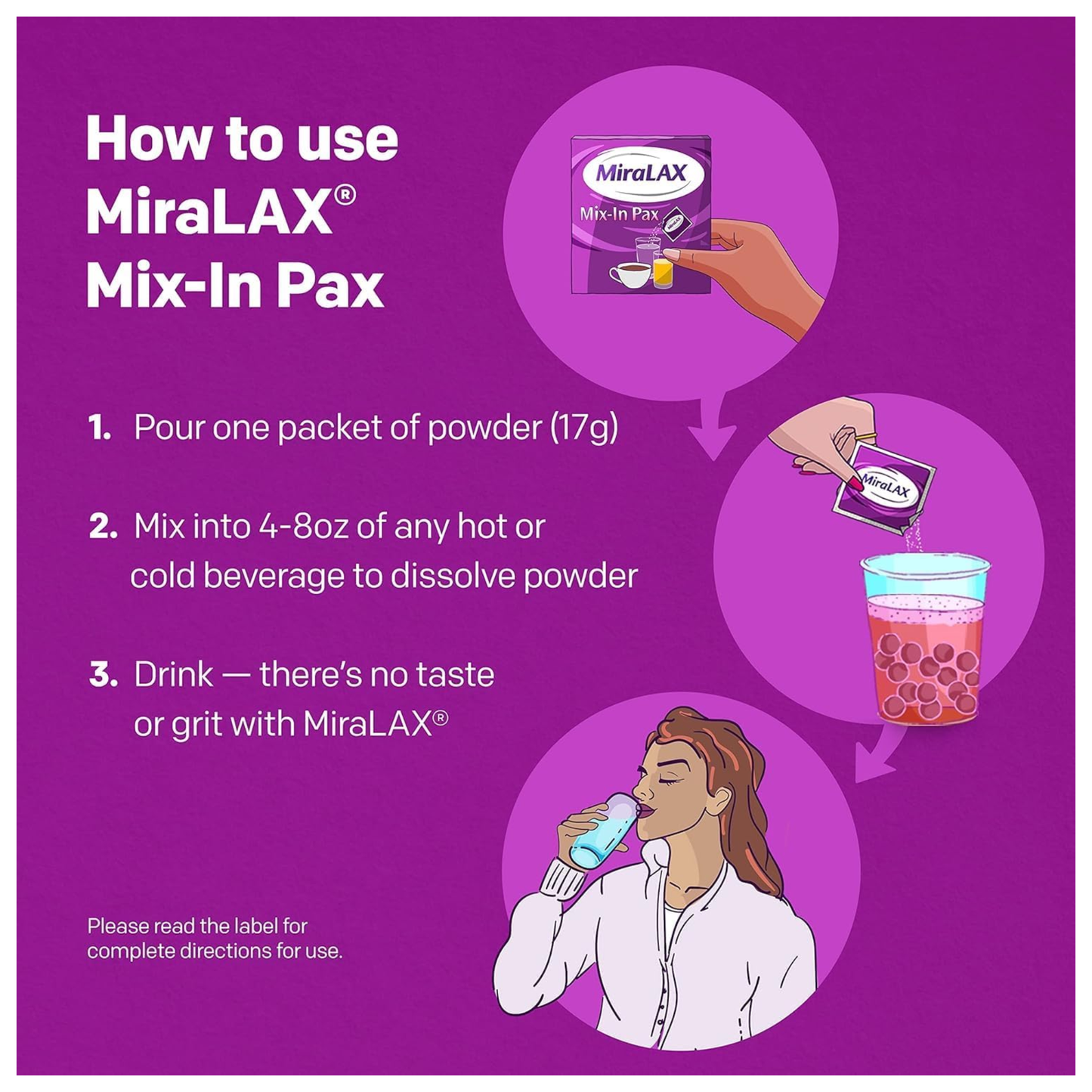 Original Miralax Physician Mix-In-Pax Relief Travel Size Powder 1Pcs