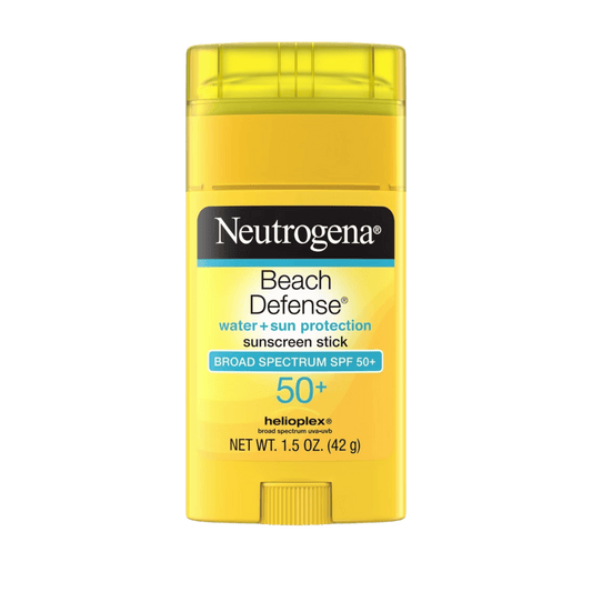Neutrogena Beach Defense Sunscreen Stick SPF 50+ (42g) – Broad-spectrum, water-resistant sunscreen stick that protects against UVA/UVB rays, ideal for outdoor and beach use – Available at SkinStash.pk