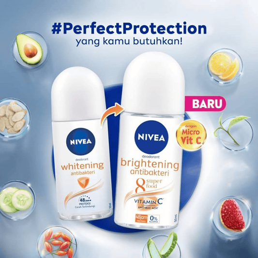 Nivea Brightening Anti bakteri 8 Super Food Roll on (50ml)