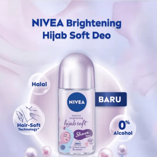 Nivea Brightening Hijab Soft Shave Less 48 hours Roll On (50ml)