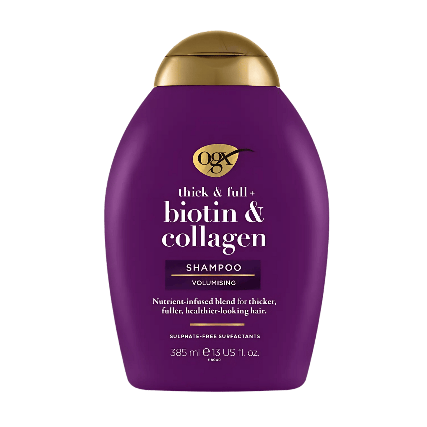 OGX Thick & Full + Biotin & Collagen Volumizing Shampoo 385ml – Boosts volume and thickness for fuller-looking hair Available at skinstash.pk
