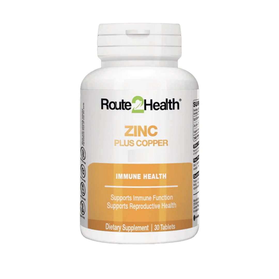 Route2Health Zinc Plus Copper (30 Tablets) – immune support, antioxidant protection, and mineral balance supplement at Skinstash.pk