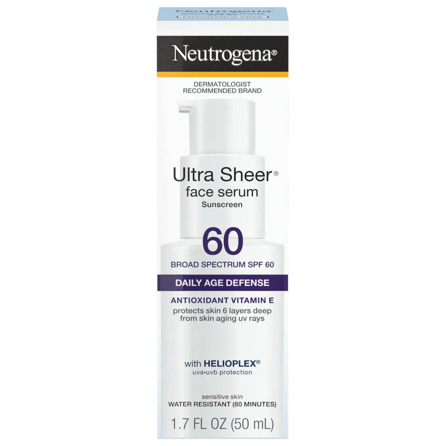 Buy Neutrogena Ultra Sheer Moisturizing Face Serum Sunscreen SPF 60+ (50ml) In Pakistan From SkinStash!