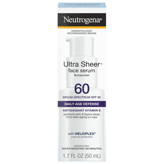 Buy Neutrogena Ultra Sheer Moisturizing Face Serum Sunscreen SPF 60+ (50ml) In Pakistan From SkinStash!
