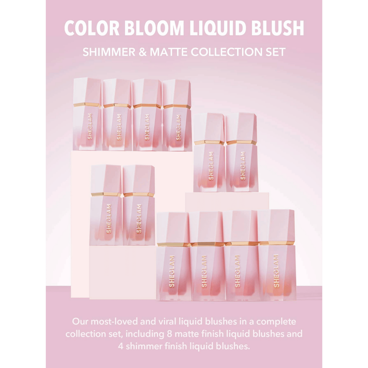 Sheglam Color Bloom Liquid Blush Shimmer & Matte Collection Set (5.2mlx12)