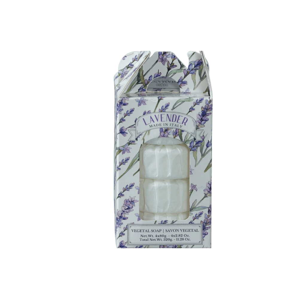 Diamante Lavender Based Round Individually Wrapped Vegetable Soaps (4x80g)