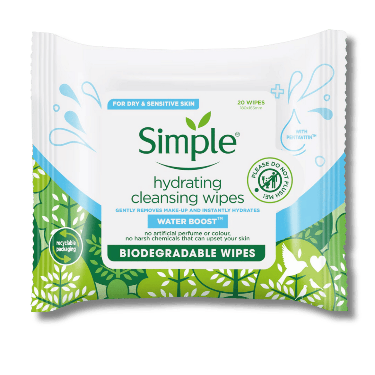 Buy Simple Water Boost Biodegradable Hydrating Facial Wipes (20Ct) In Pakistan From SkinStash!