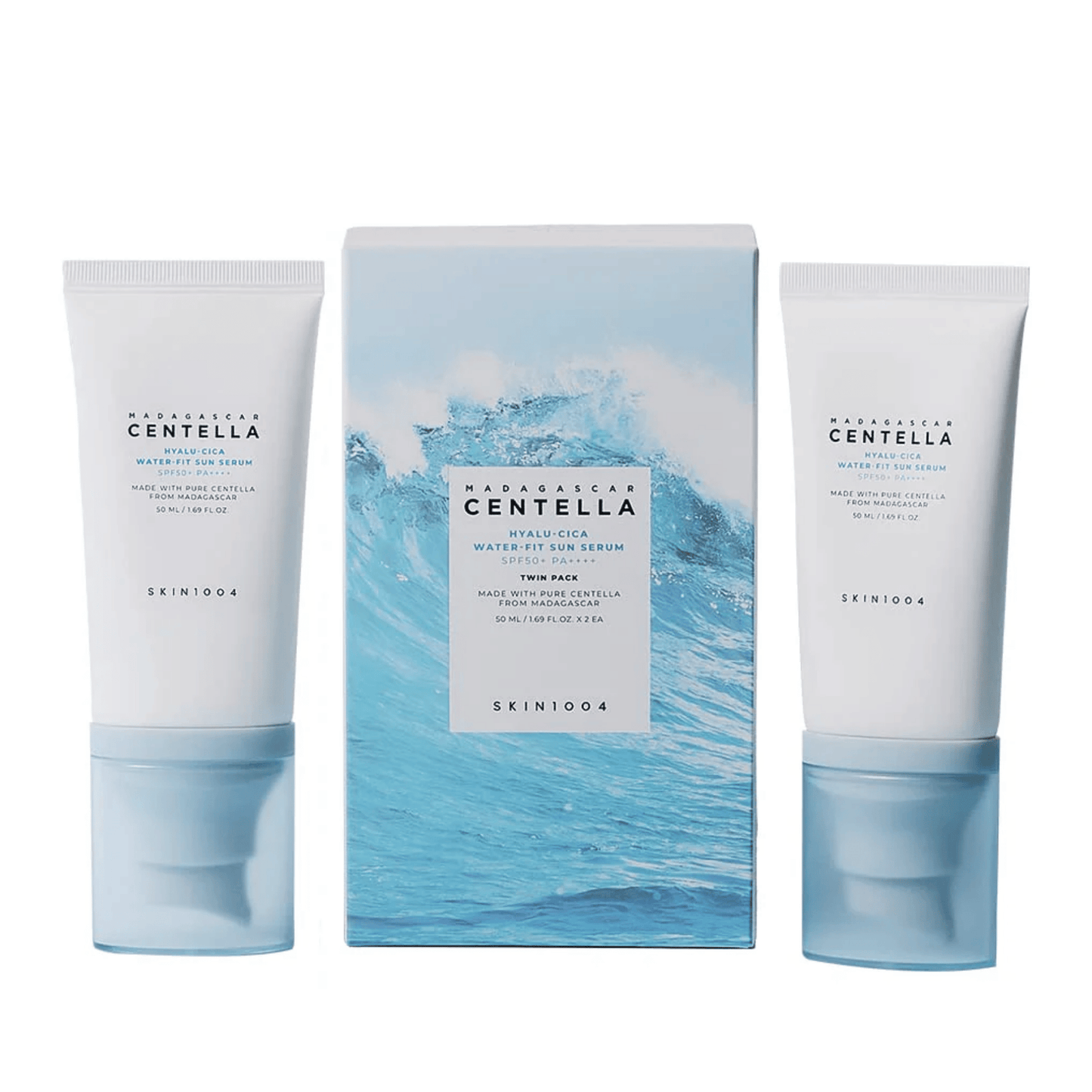 Skin1004 Madagascar Centella Hyalu-Cica Water-Fit Sun Serum Twin Pack (50ml) available at skinstash.pk