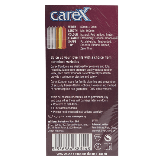 Carex Multi Pleasure Condoms (12 Condoms) for sale in Pakistan!