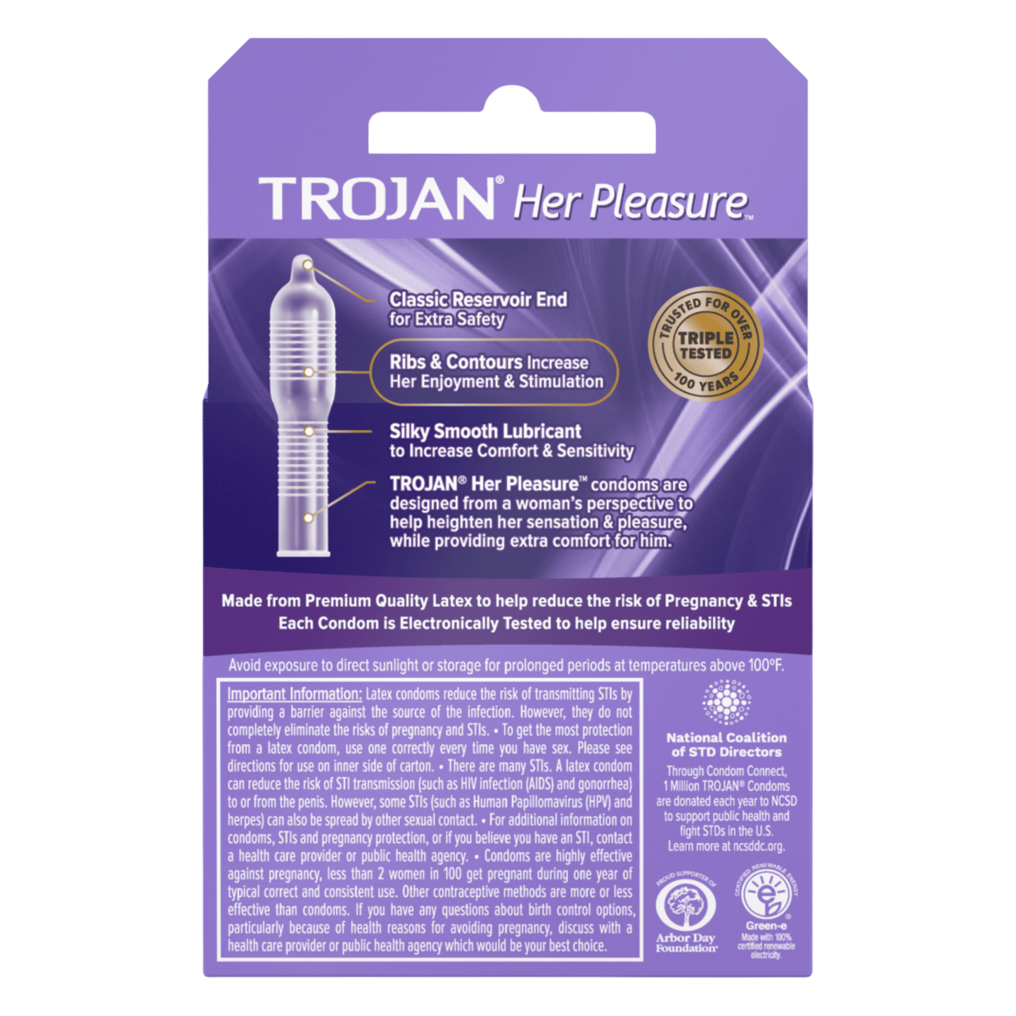 Trojan Her Pleasure 3 Lubricated Latex Condom