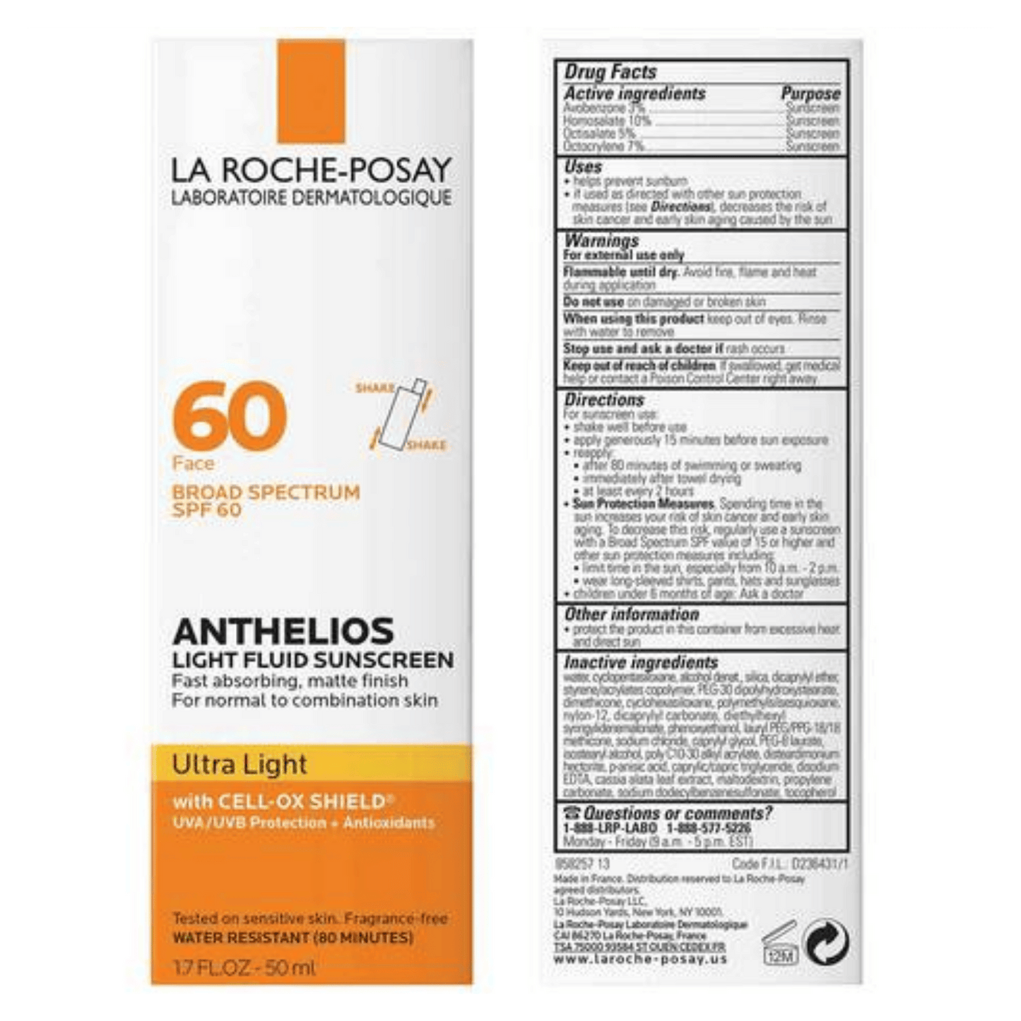 La Roche Posay Anthelios Ultra Light Fluid Facial Sunscreen SPF 60 (50 ml)