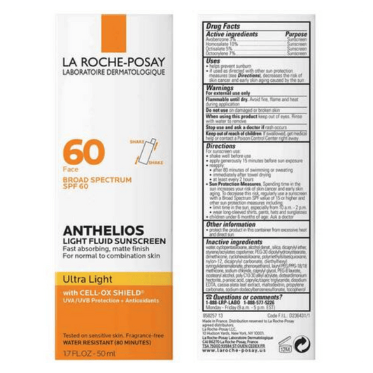 La Roche Posay Anthelios Ultra Light Fluid Facial Sunscreen SPF 60 (50 ml)