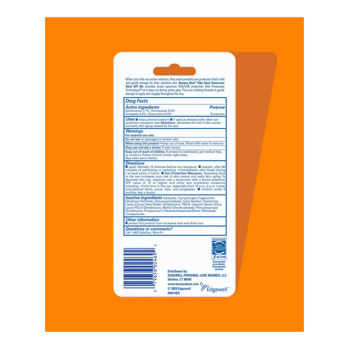 Banana Boat Kids Sport Broad Spectrum Sunscreen Stick with SPF 50 (14.2g)