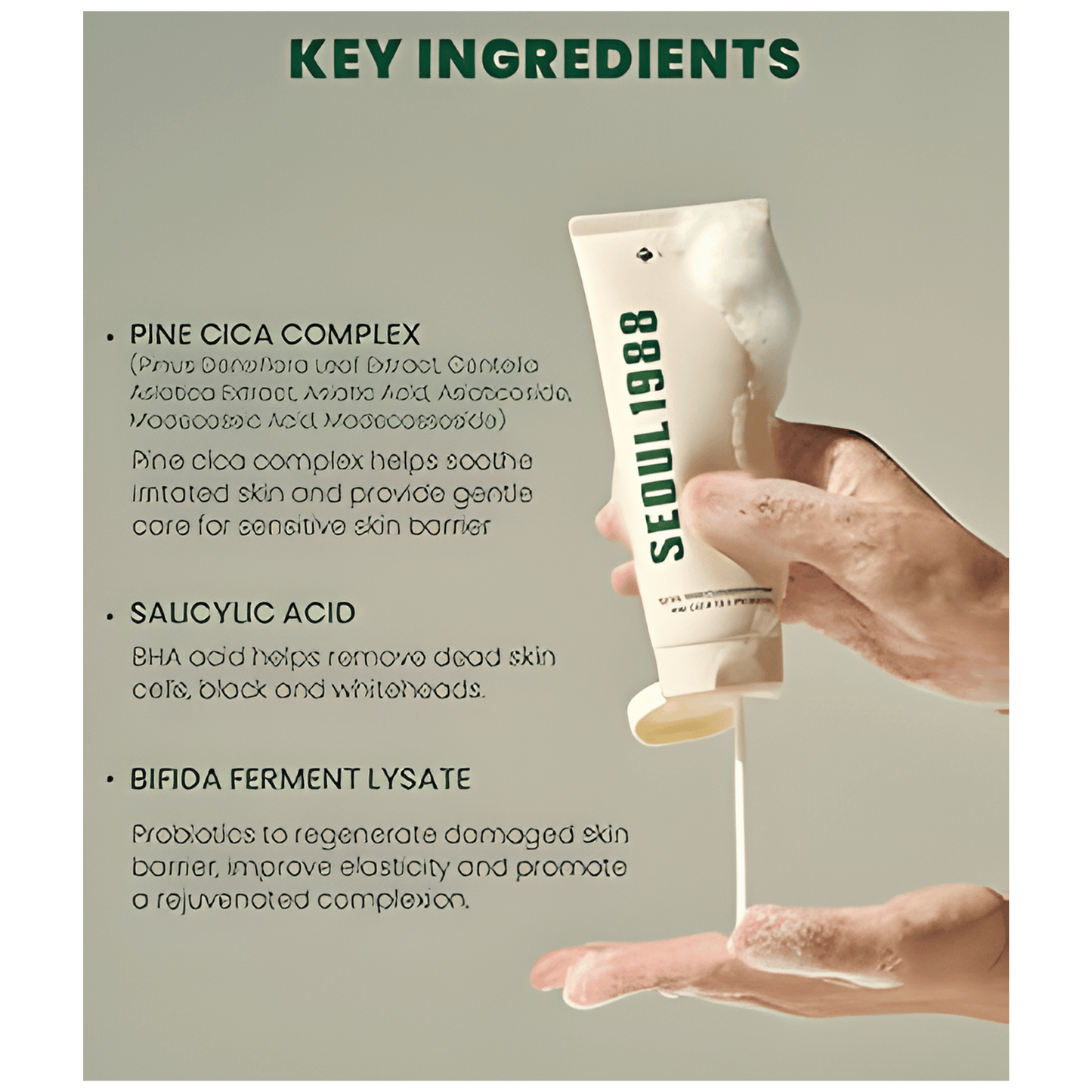 K-Secret Seoul 1988 Pine Cica 1% + Probiotics Cleansing Foam (150ml)