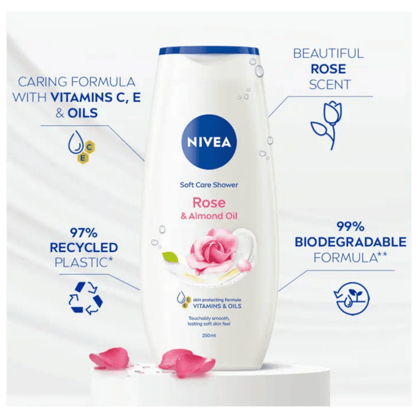 Nivea Rose & Almond Oil Shower Cream (250ml)
