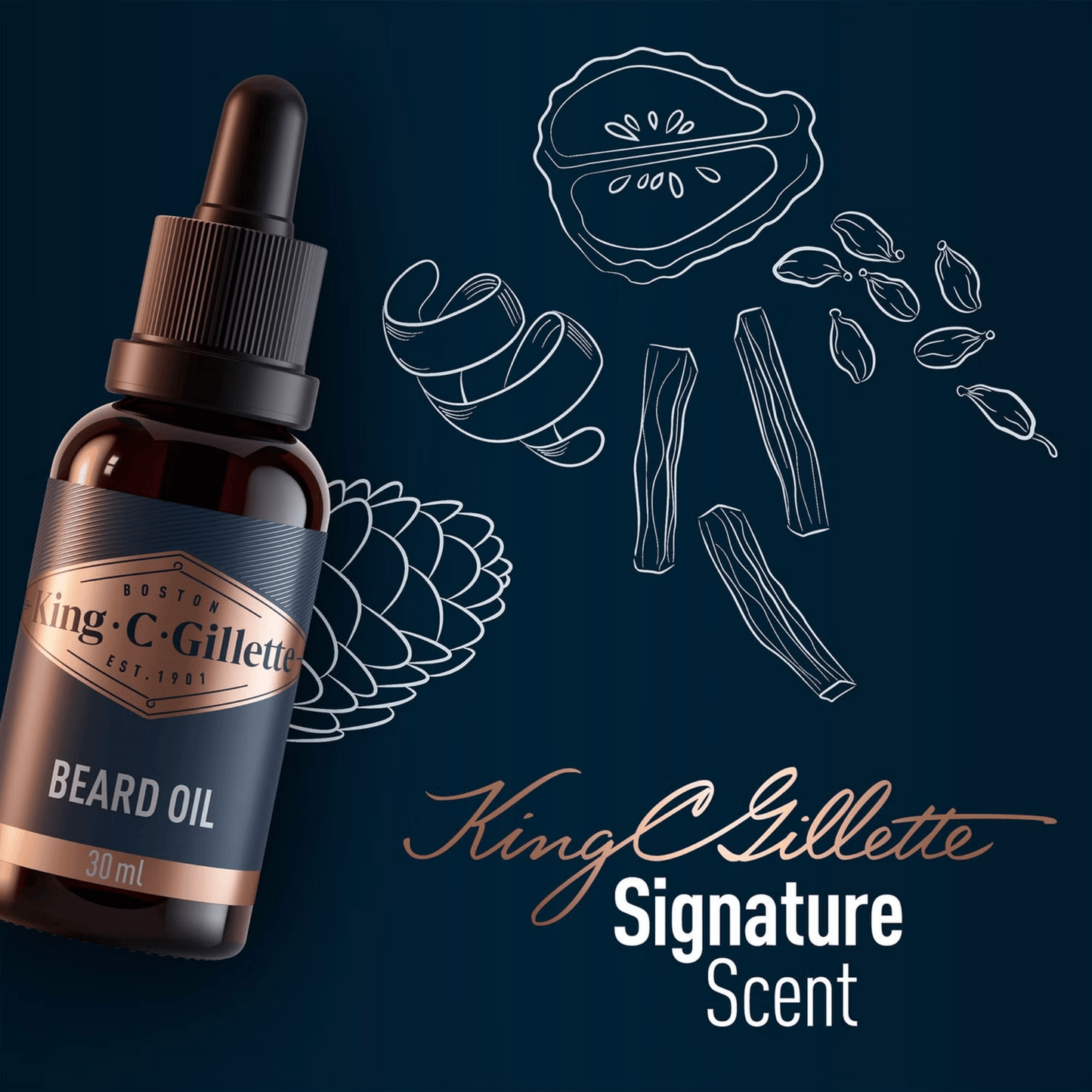 King C. Gillette Beard Oil, (30ml)