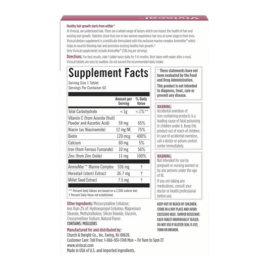 Viviscal Hair Growth Supplements For Women (60 Tablets)