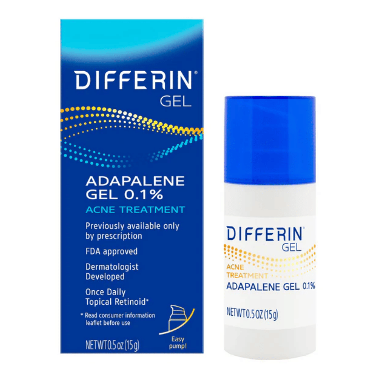Differin Gel Adapalene Gel 0.1% Acne Treatment (15g)