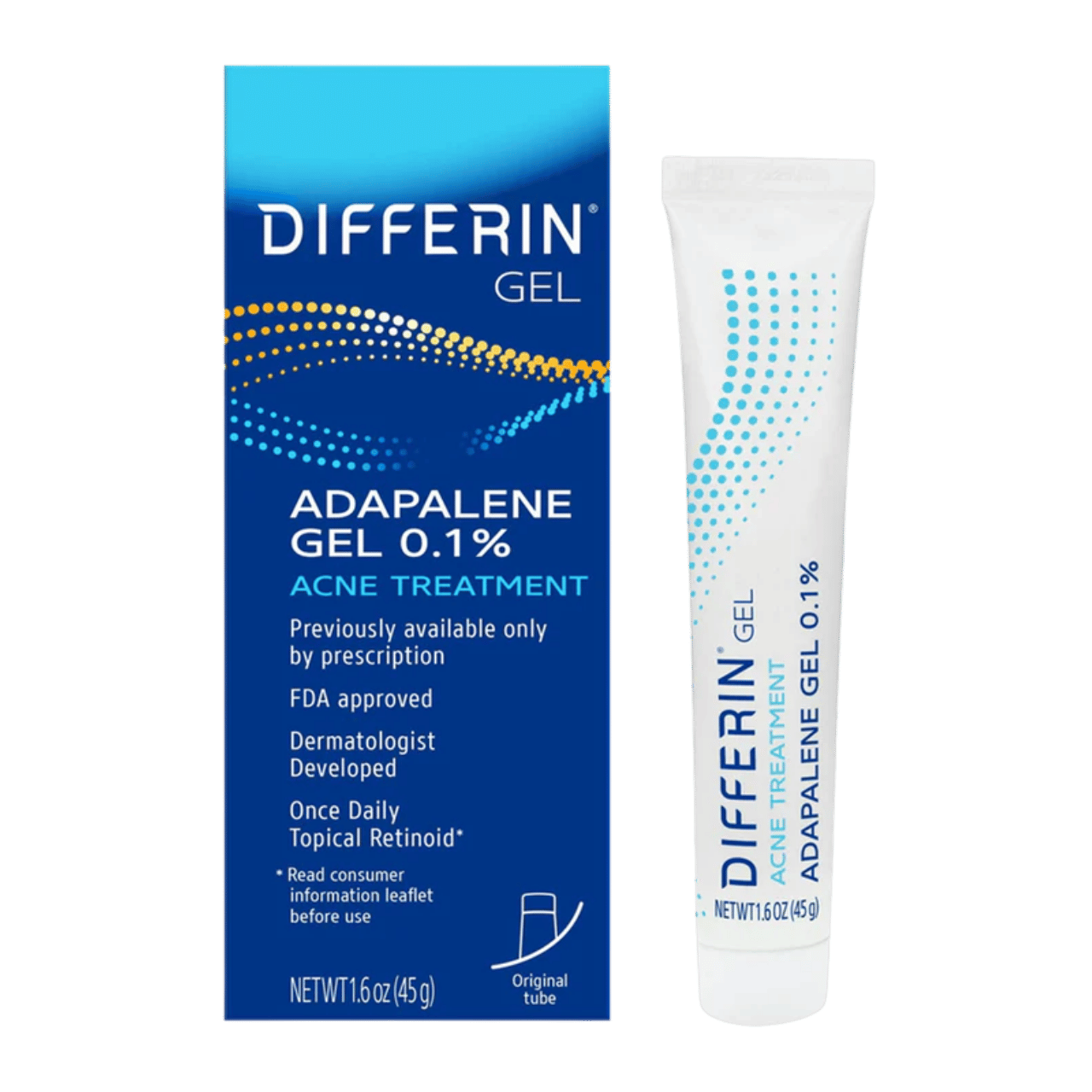 Differin Gel Adapalene Gel 0.1% Acne Treatment (45 g)