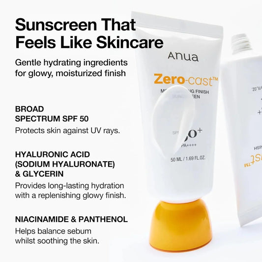 Anua Zero-Cast Moisturizing Finish Sunscreen (50ml)