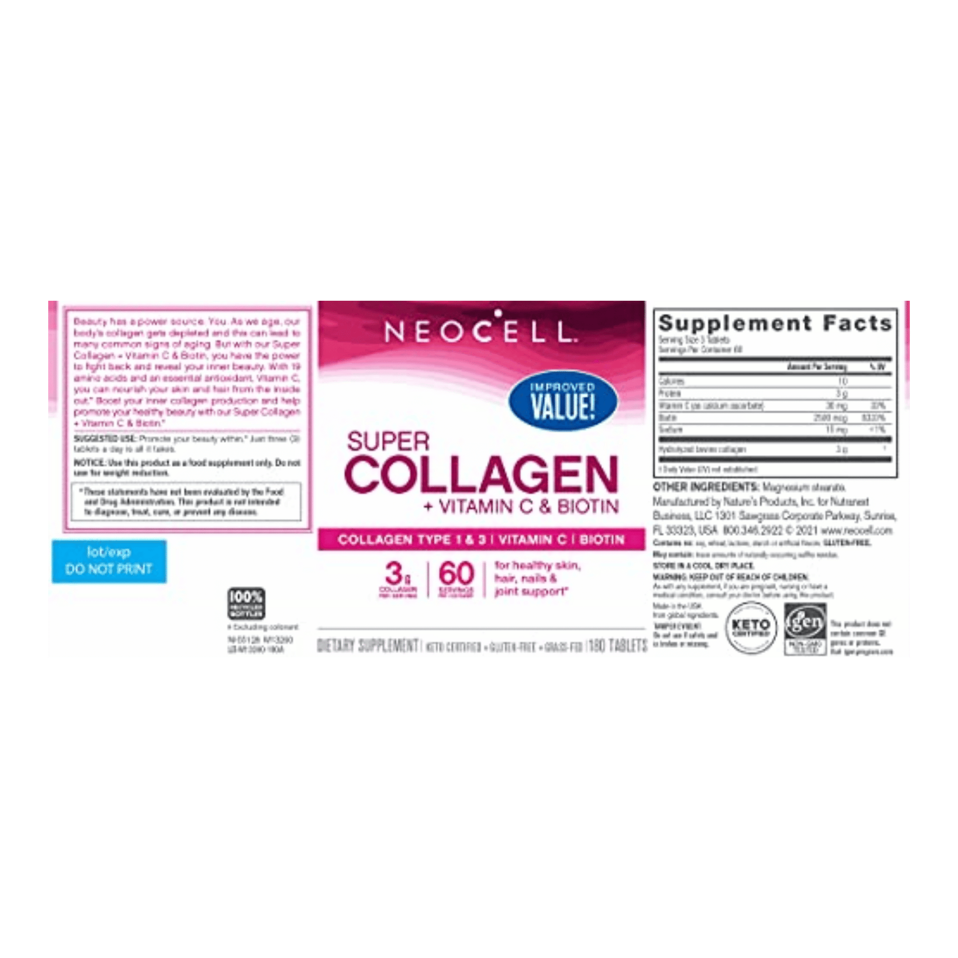 Neocell Laboratories Collagen Peptides Grass Fed + C & Biotin 