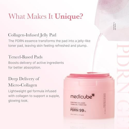 Medicube PDRN Pink Collagen Toning Gel Toner Pad (120ml/70pads)