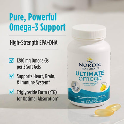 Nordic Naturals Ultimate Omega 3 Fish Oil Supplement Softgels - 120ct