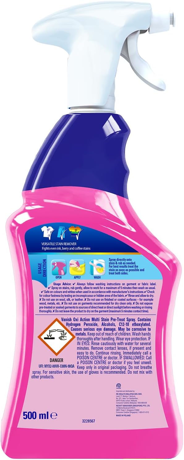 Vanish Oxi Action Stain Remover Pre-wash Spray (500ml)