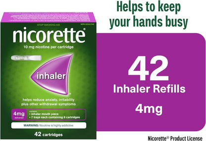 Nicorette Nicotine Inhaler Refills 4mg (42Cartridges)