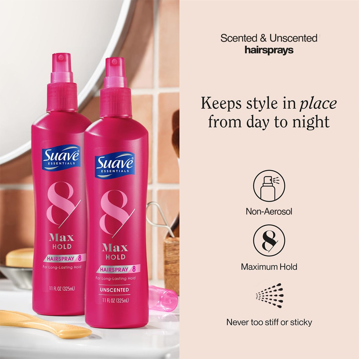 Suave Max Hold Non Aerosol Long Lasting Hold Hairspray (325ml)