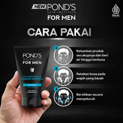 Pond's Men Oil Control & Comedo Removal Icy Scrub Face Wash (100g)