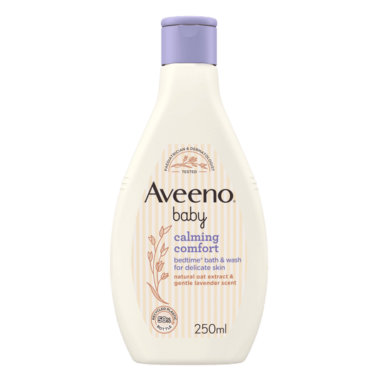 Aveeno Baby Calming Comfort Bedtime Bath & Wash 250ml with natural oat extract and lavender scent – gentle cleanser for babies at Skinstash.pk