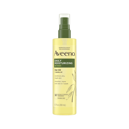 Aveeno Daily Moisturizing Body Oil Mist (200ml) – Lightweight oil mist enriched with oat and jojoba oil to deeply hydrate, smooth, and nourish dry skin with a healthy glow – Available at Skinstash.pk