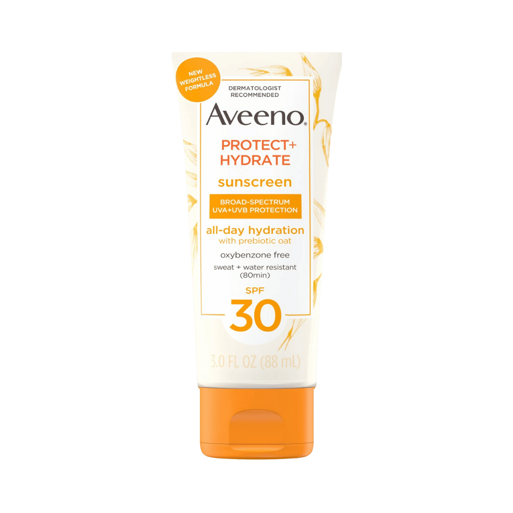 Aveeno Protect + Hydrate Sunscreen Lotion SPF 30 (88ml) – broad spectrum sun protection with nourishing oat formula – EXP 09/25 – Skinstash.pk