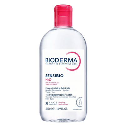 Bioderma Sensibio H2O Micellar Water 500ml for sensitive skin – gentle makeup remover available at Skinstash.pk