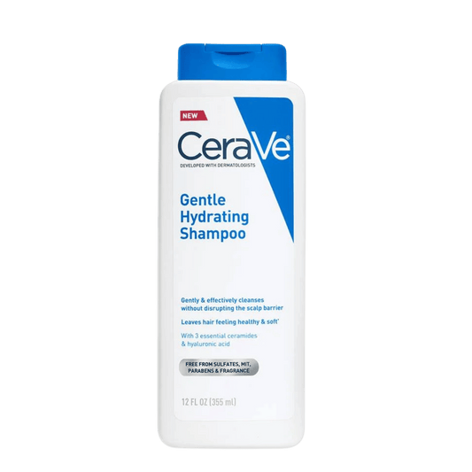 CeraVe Gentle Hydrating Shampoo (355ml) – Nourishing and mild shampoo with ceramides and hyaluronic acid to hydrate and restore healthy hair – Available at SkinStash.pk