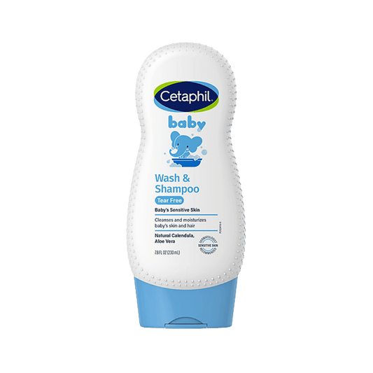 Cetaphil Baby Wash & Shampoo Tear-Free (230ml) – Gentle 2-in-1 formula for baby's sensitive skin and hair with soothing calendula – Skinstash.pk