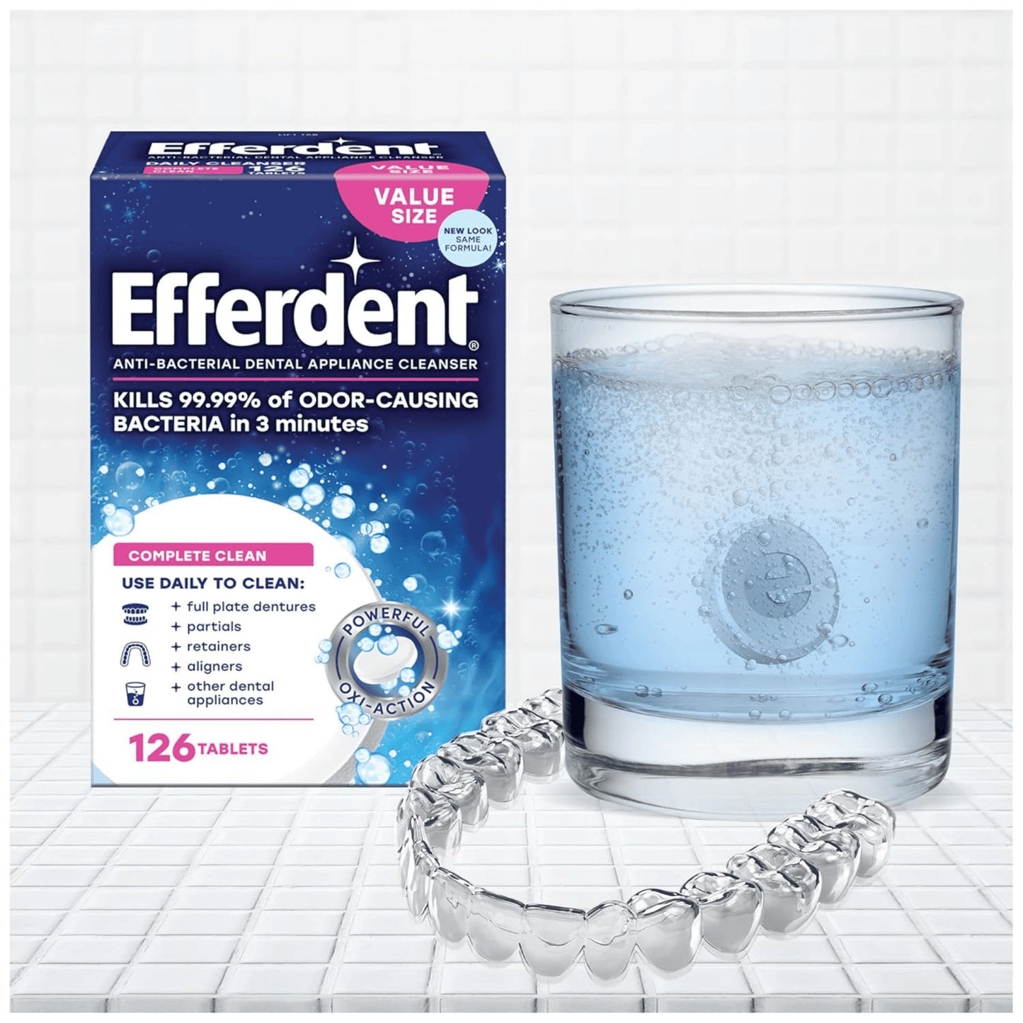 Efferdent Complete Clean Anti-Bacterial Dental Appliance Cleanser (126 Tablets)