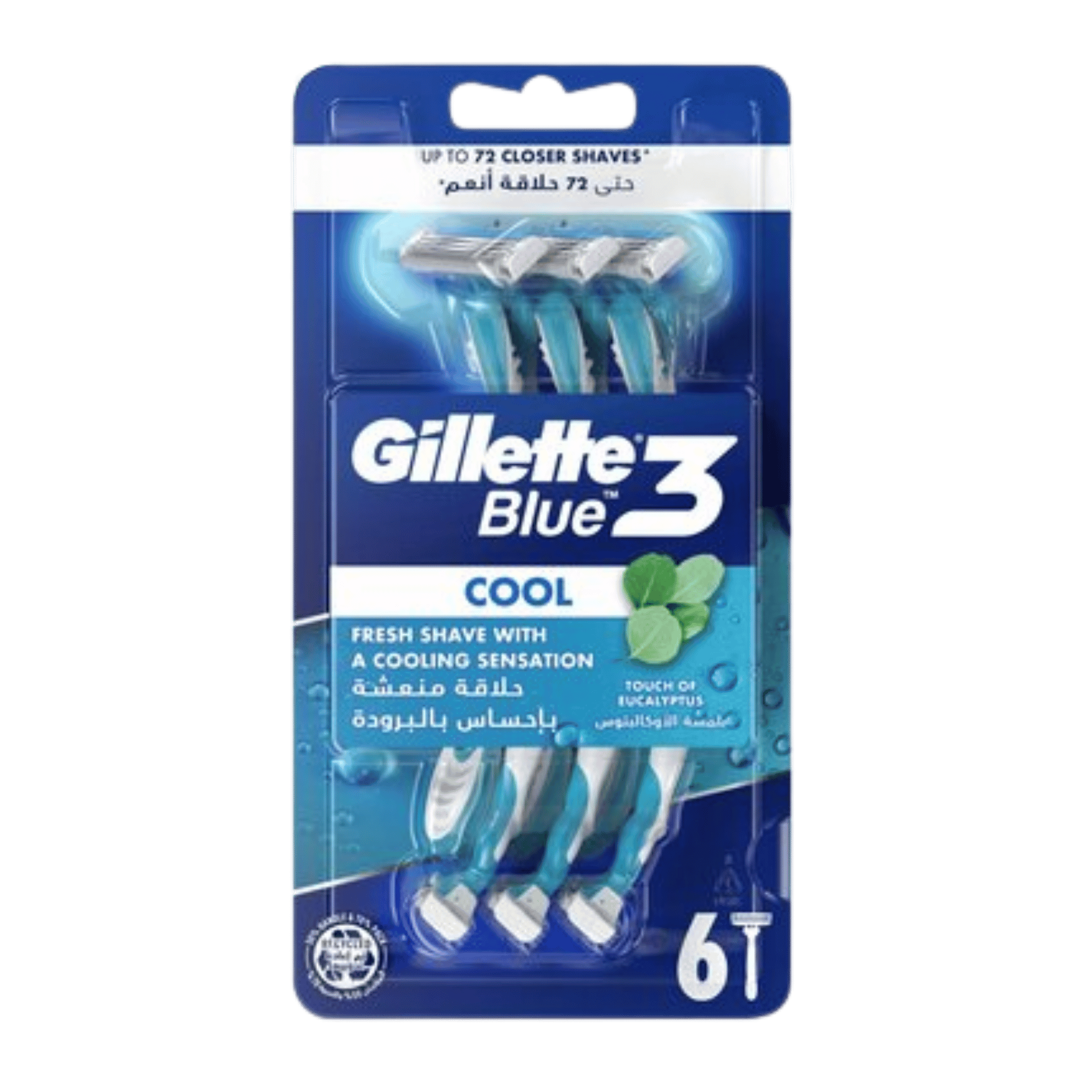 Gillette Blue 3 Cool Razors 6 pcs for Comfortable, Close Shaving ...